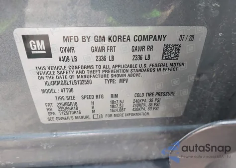 2020 Buick Encore Gx Awd Essence из США, поврежденный, VIN KL4MMGSL1LB132550